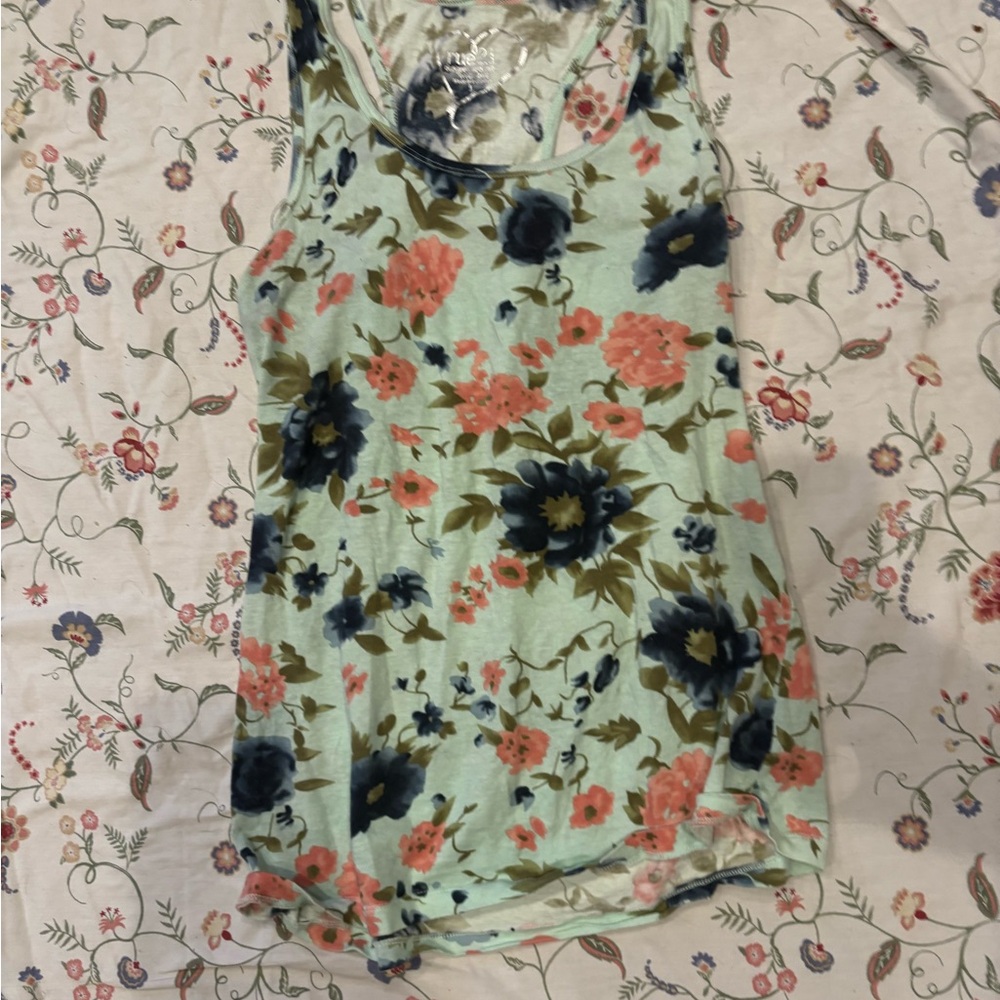 Rue21 Floral Tank Top - Mint, Coral, and Navy